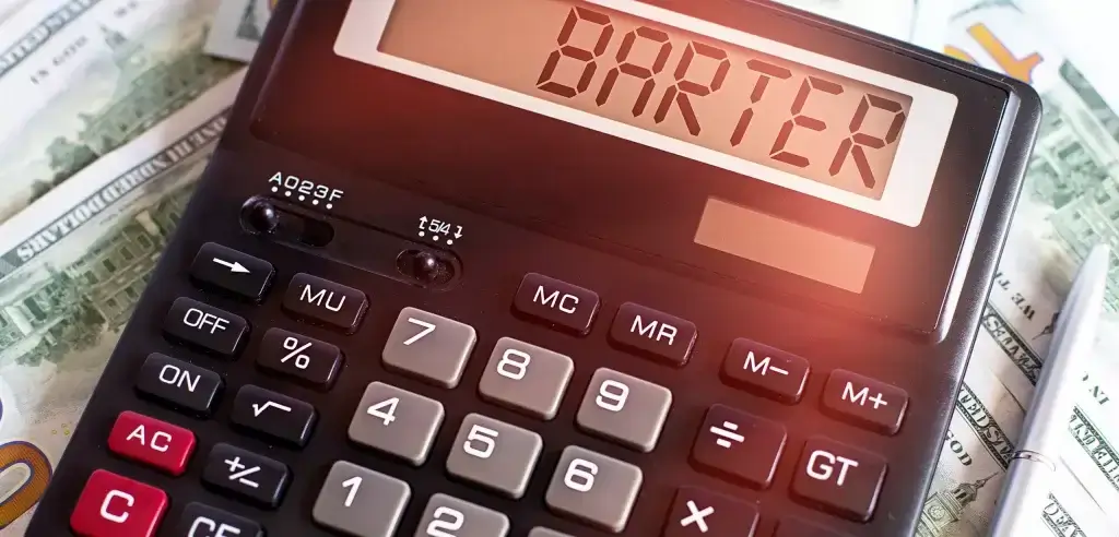 Calculator with barter on the display screen 