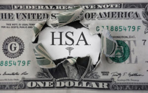 Dollar bill with HSA in middle