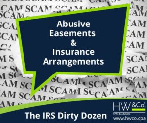 Speech bubble with "Abusive Easements & Insurance Arrangements" inside