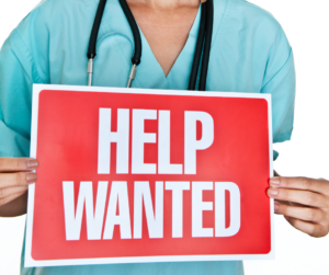 Help wanted sign for nursing