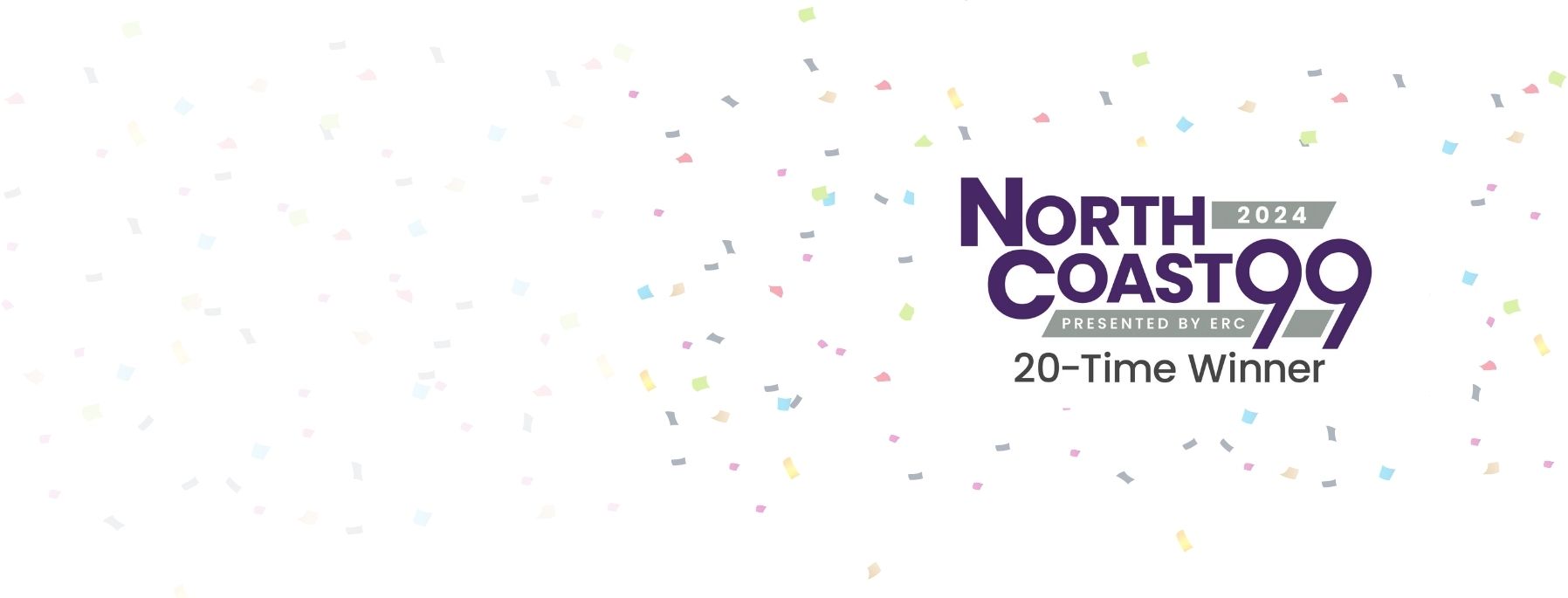 NorthCoast 99 logo with confetti behind it