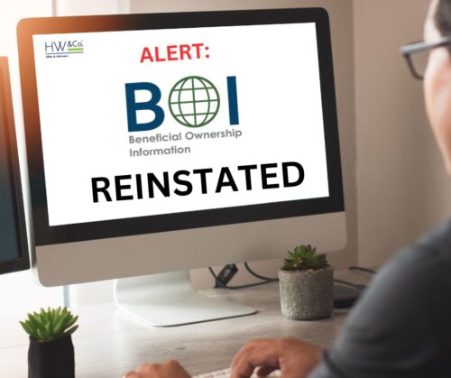 Computer showing "BOI Reinstated" on screen